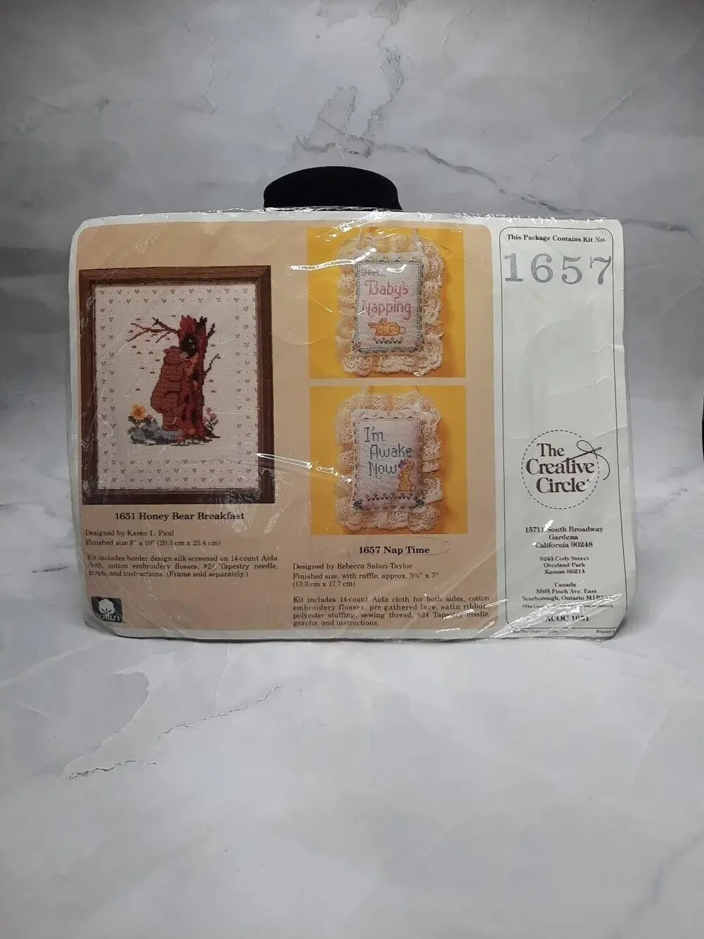 Vintage The Creative Circle Cross Stitch Kit 1657 Nap Time Double Sided Pillow